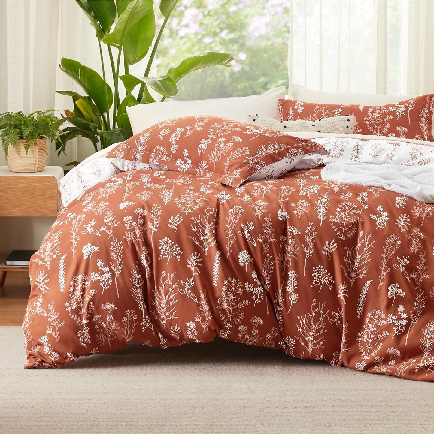 Bedsure Duvet Cover King Size - Reversible Floral Bedding Set