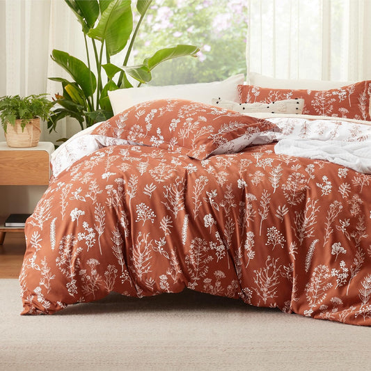 Bedsure Duvet Cover King Size - Reversible Floral Bedding Set