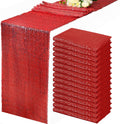 Red Sequin Table Runner 12 x 72 in 15 Pack - Sparkly Party Decor