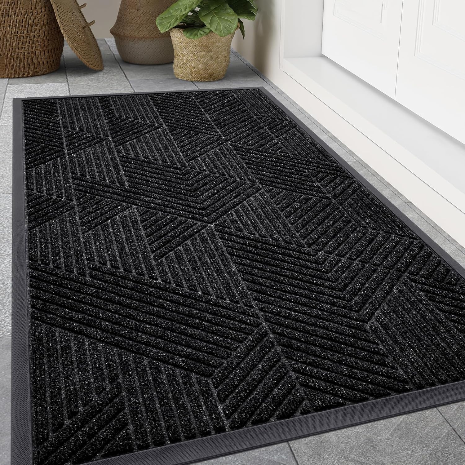 Smiry Heavy Duty Rubber Doormat for Indoor Outdoor Use