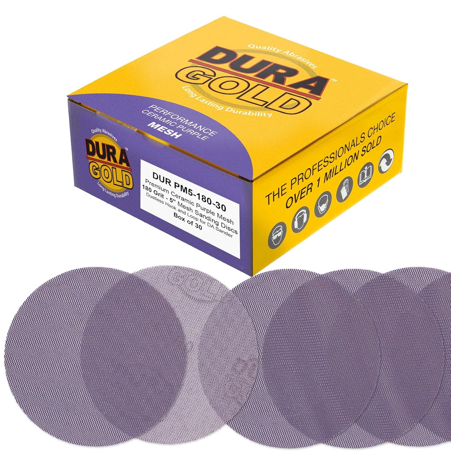 Long-Lasting 180 Grit Sanding Discs - Dustless Hook & Loop Backing - Fast Cut - Woodworking, Auto Paint