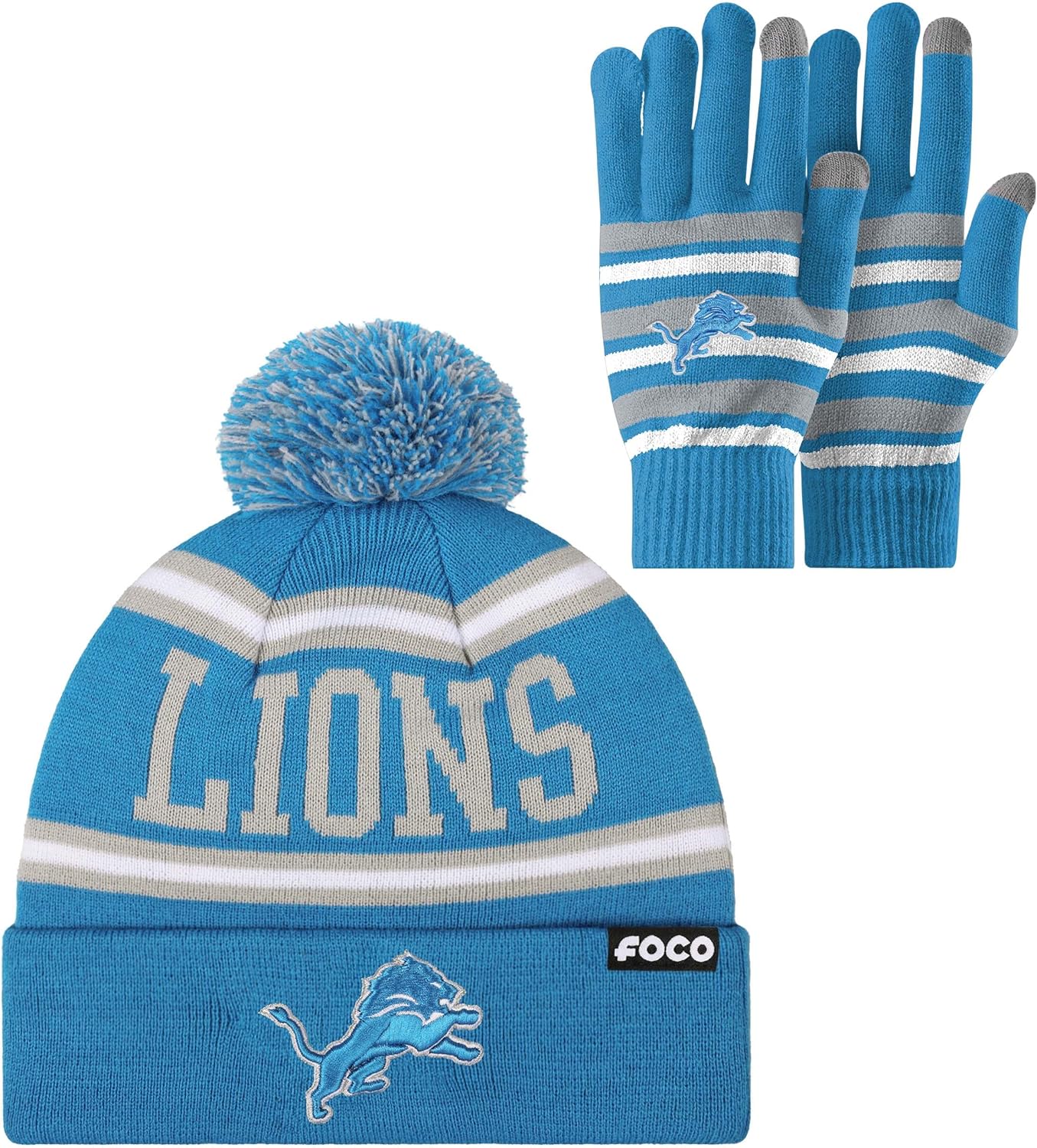 NFL Team Logo Adult Stretch Gloves and Beanie Set for Fans