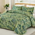 WONGS BEDDING Quilt Set King Size - Reversible Botanical Green
