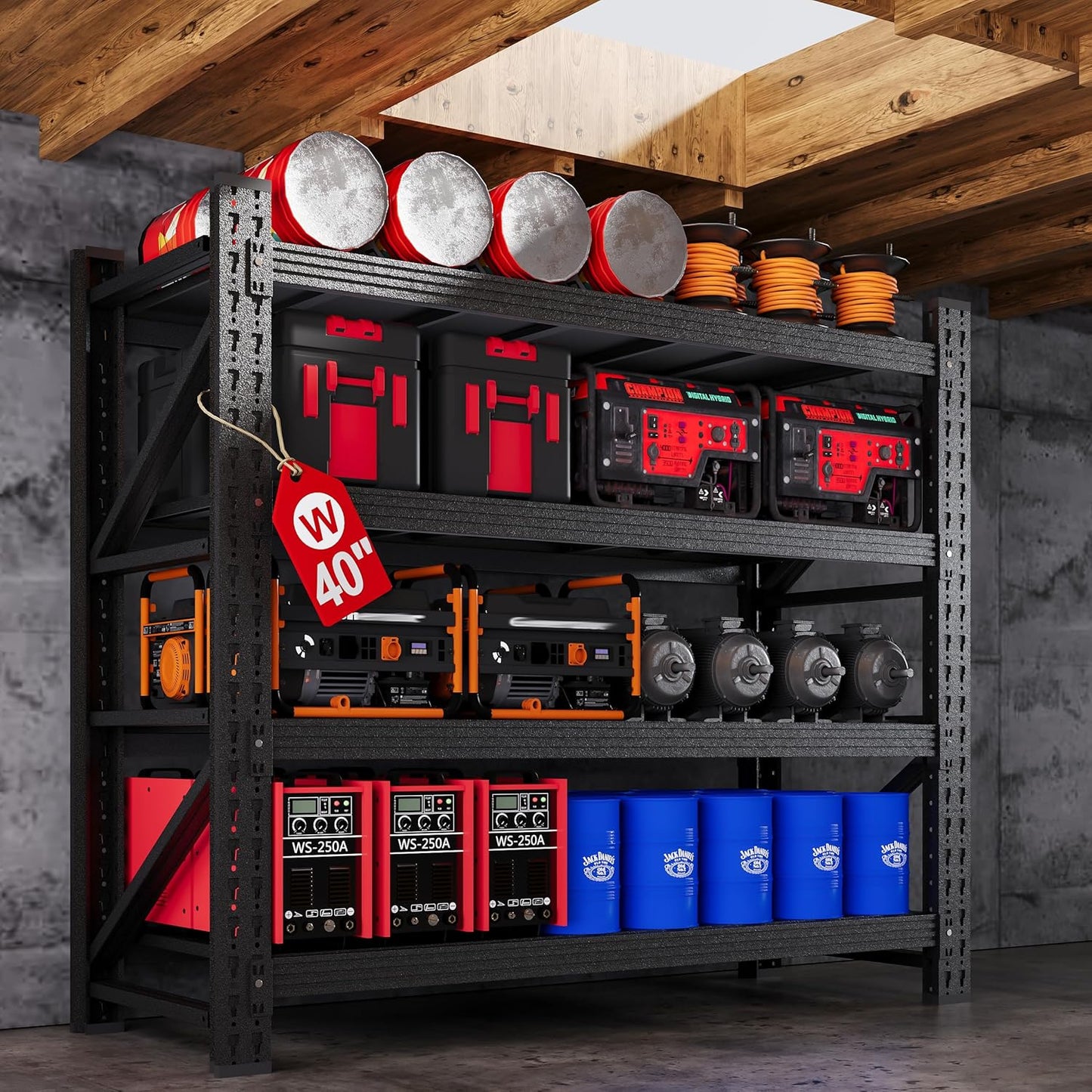 40W Heavy Duty Metal Storage Shelves for Garage and Warehouse