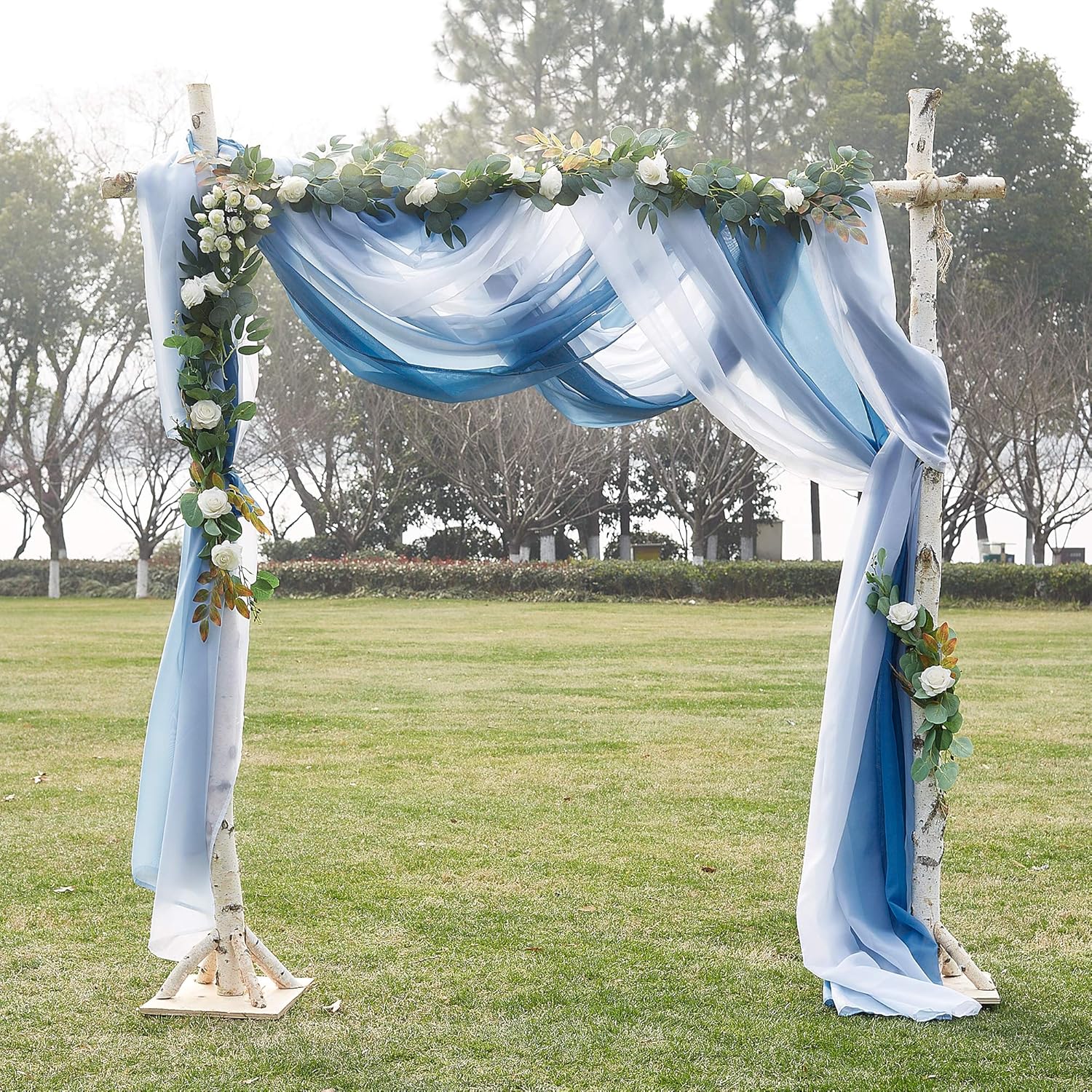 NICETOWN Navy Blue Ombre Sheer Scarf Curtains for Events