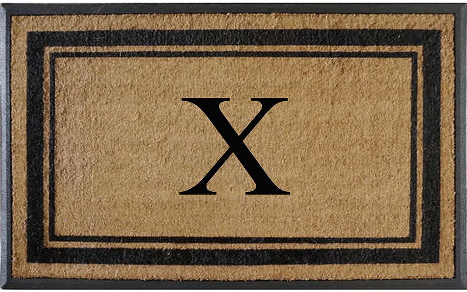 Natural Rubber & Coir Monogrammed Doormat for Front Entry