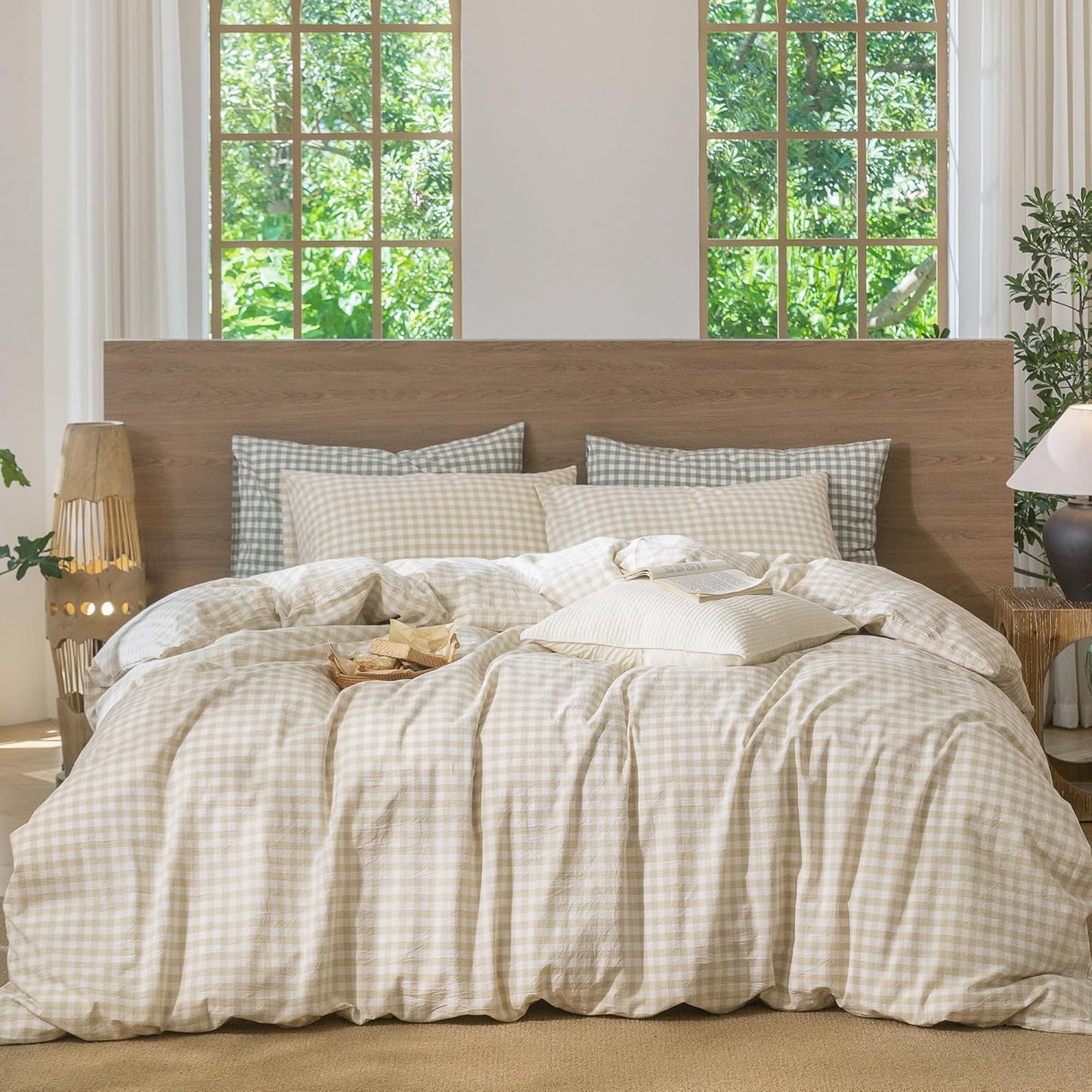 MooMee Gingham Duvet Cover Set for Cozy Bedroom Style