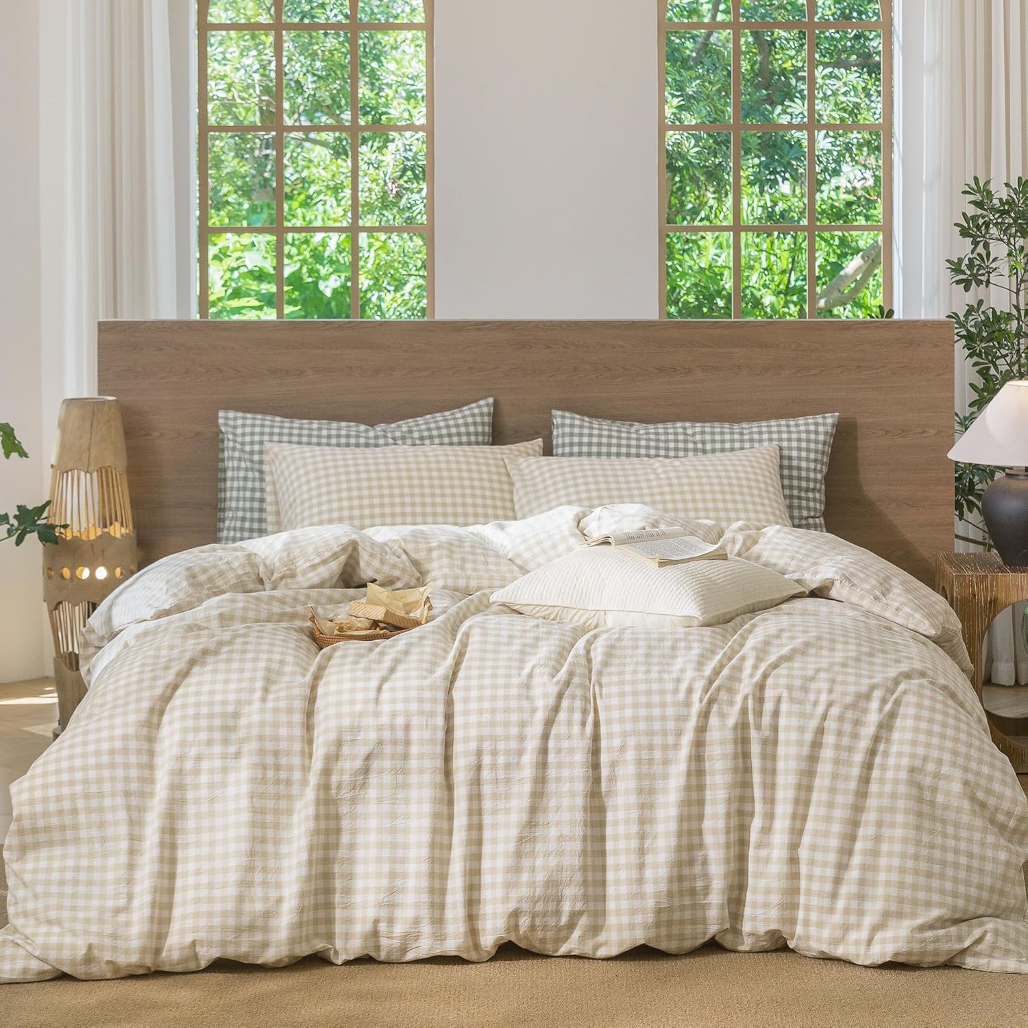 MooMee Gingham Duvet Cover Set for Cozy Bedroom Style