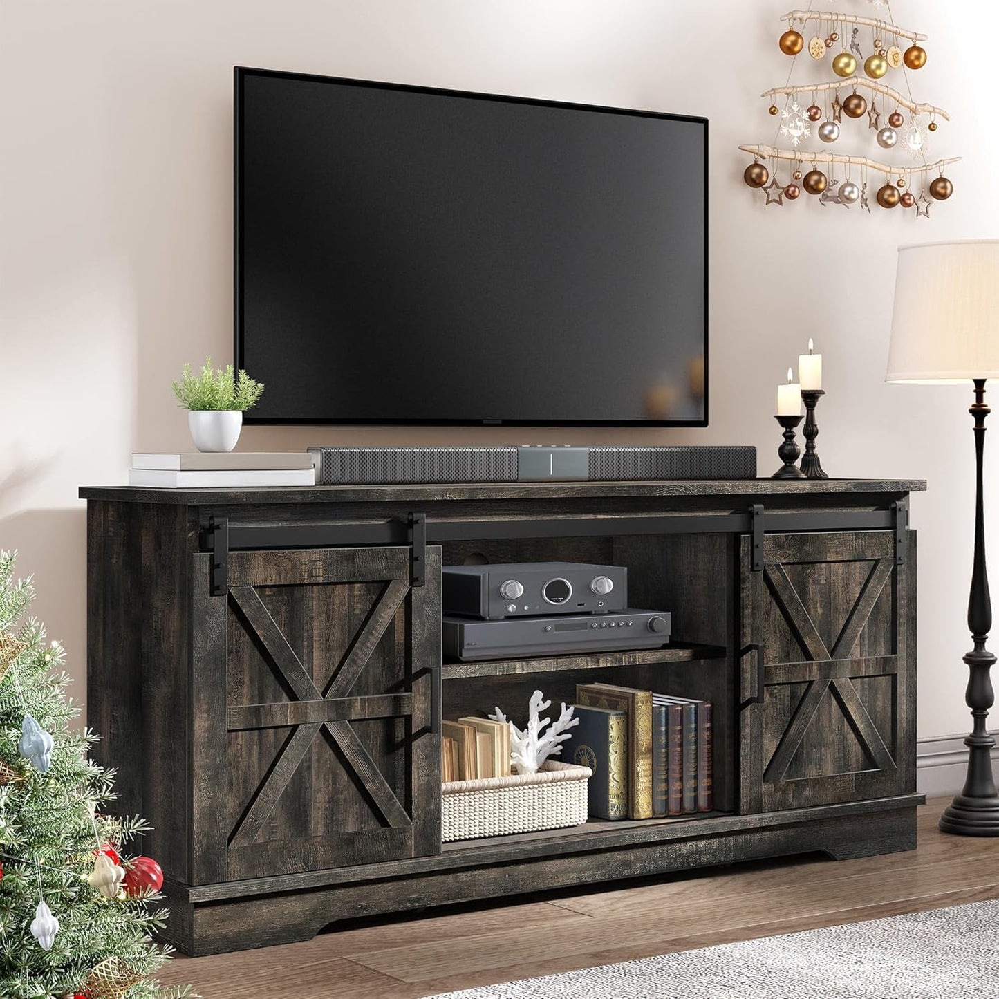 YITAHOME Farmhouse TV Stand for 65 Inch Television with Storage