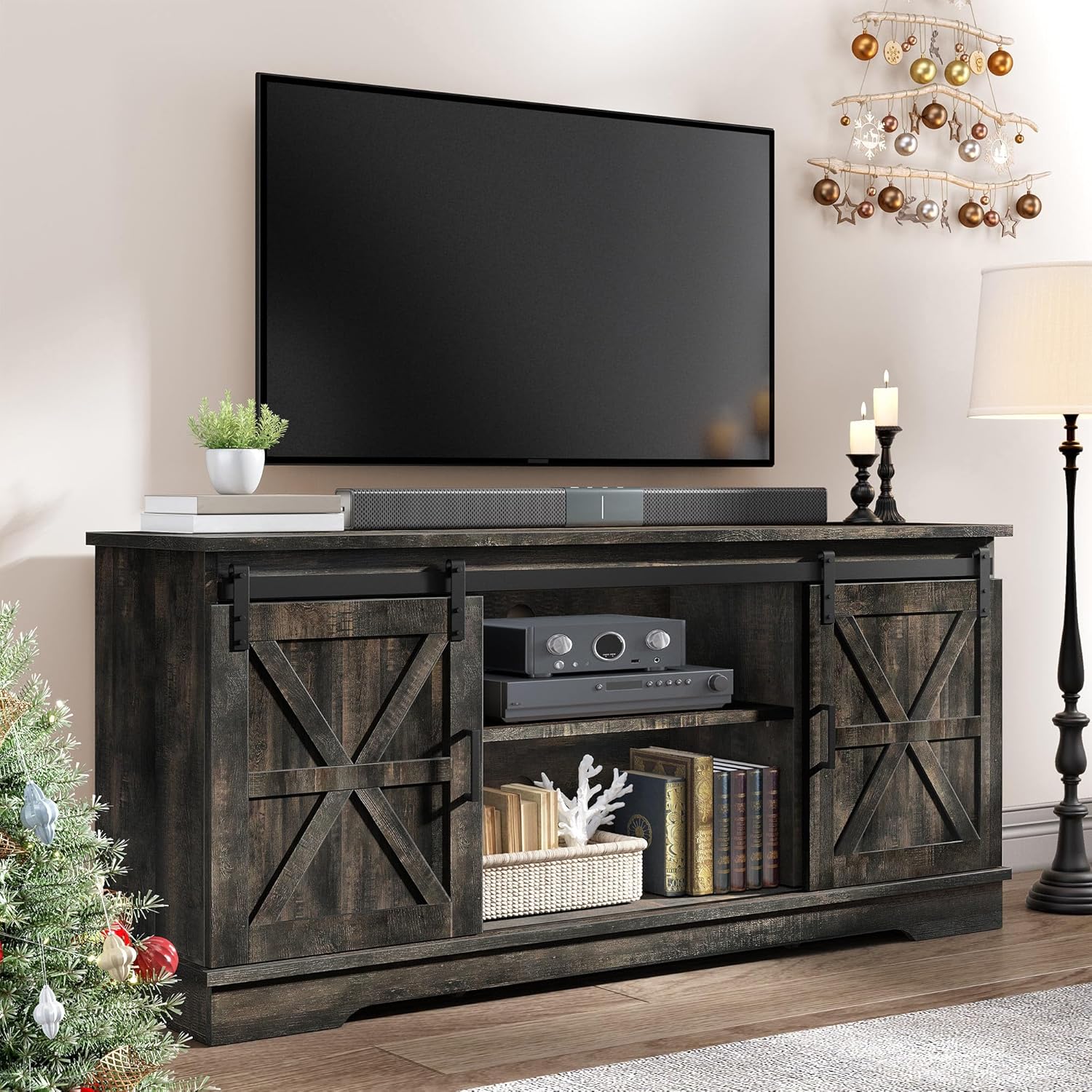 YITAHOME Farmhouse TV Stand for 65 Inch Television with Storage