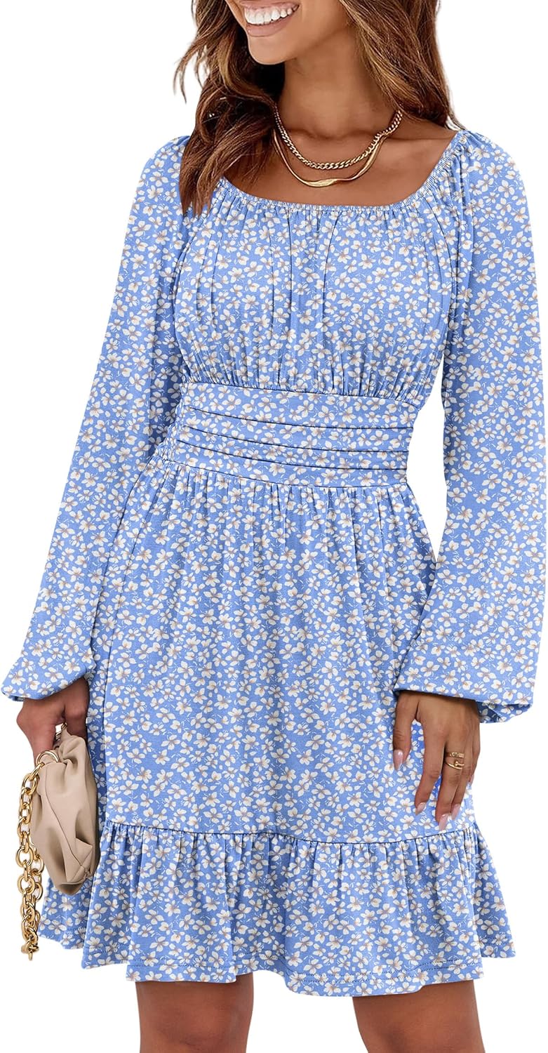 Stylish Long Sleeve A-Line Dress for Women by ANRABESS