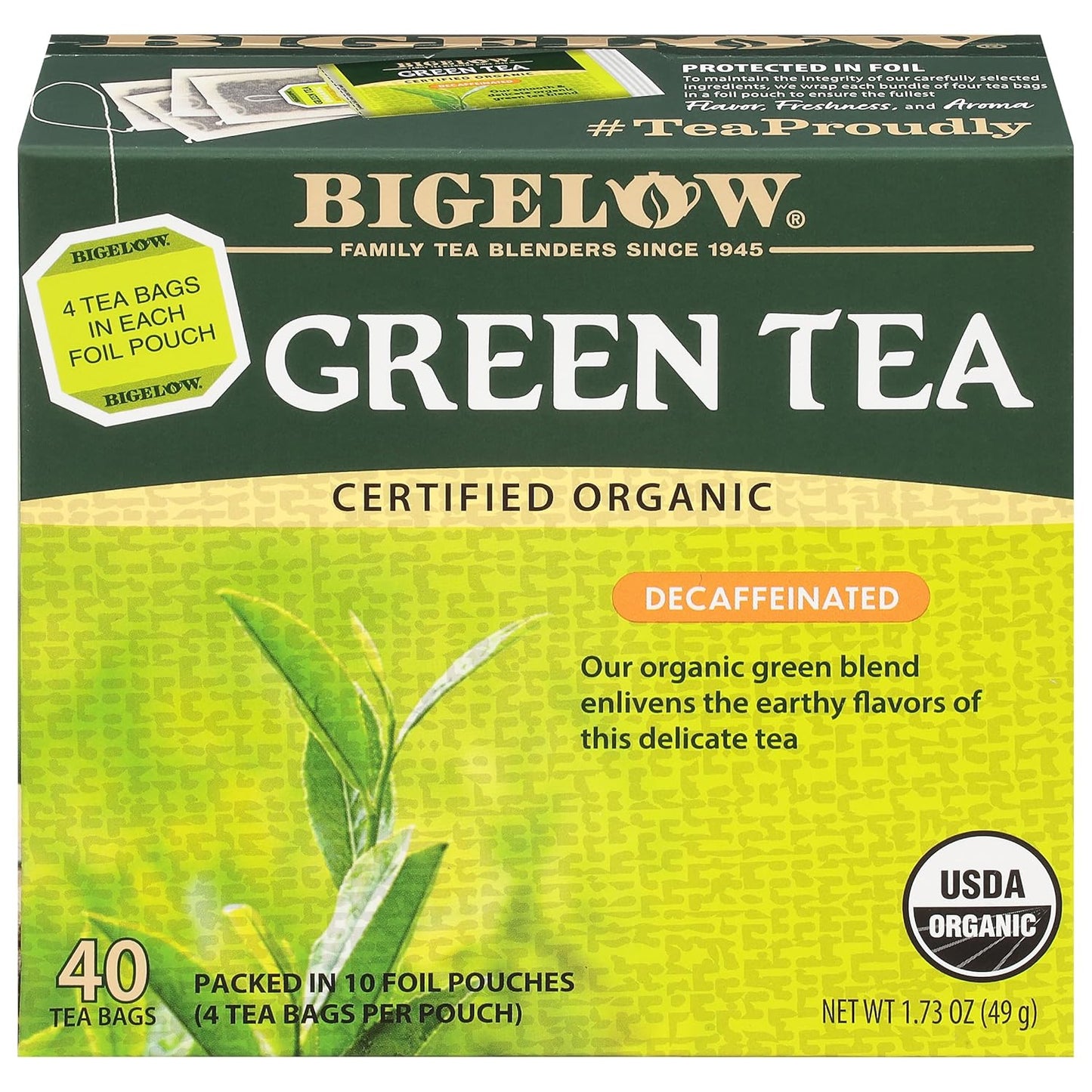 Bigelow Organic Decaffeinated Green Tea - 240 Total Tea Bags