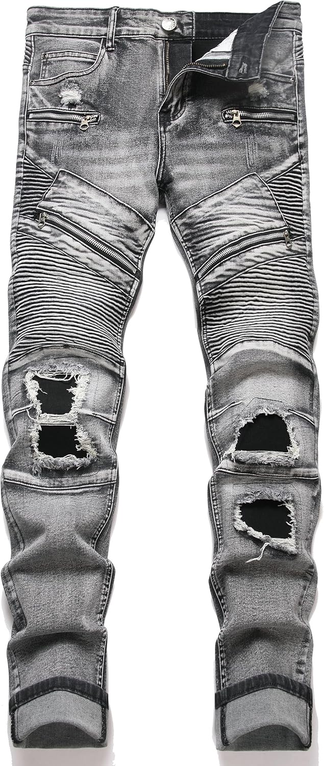 RXXKKK Men's Classic Zipper Biker Regular Fit Flex Jean Review
