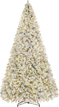 12ft Pre-lit Snow Flocked Artificial Christmas Tree - Full, Warm