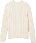 Men's Long-Sleeve 100% Cotton Fisherman Cable Crewneck Sweater - Warm