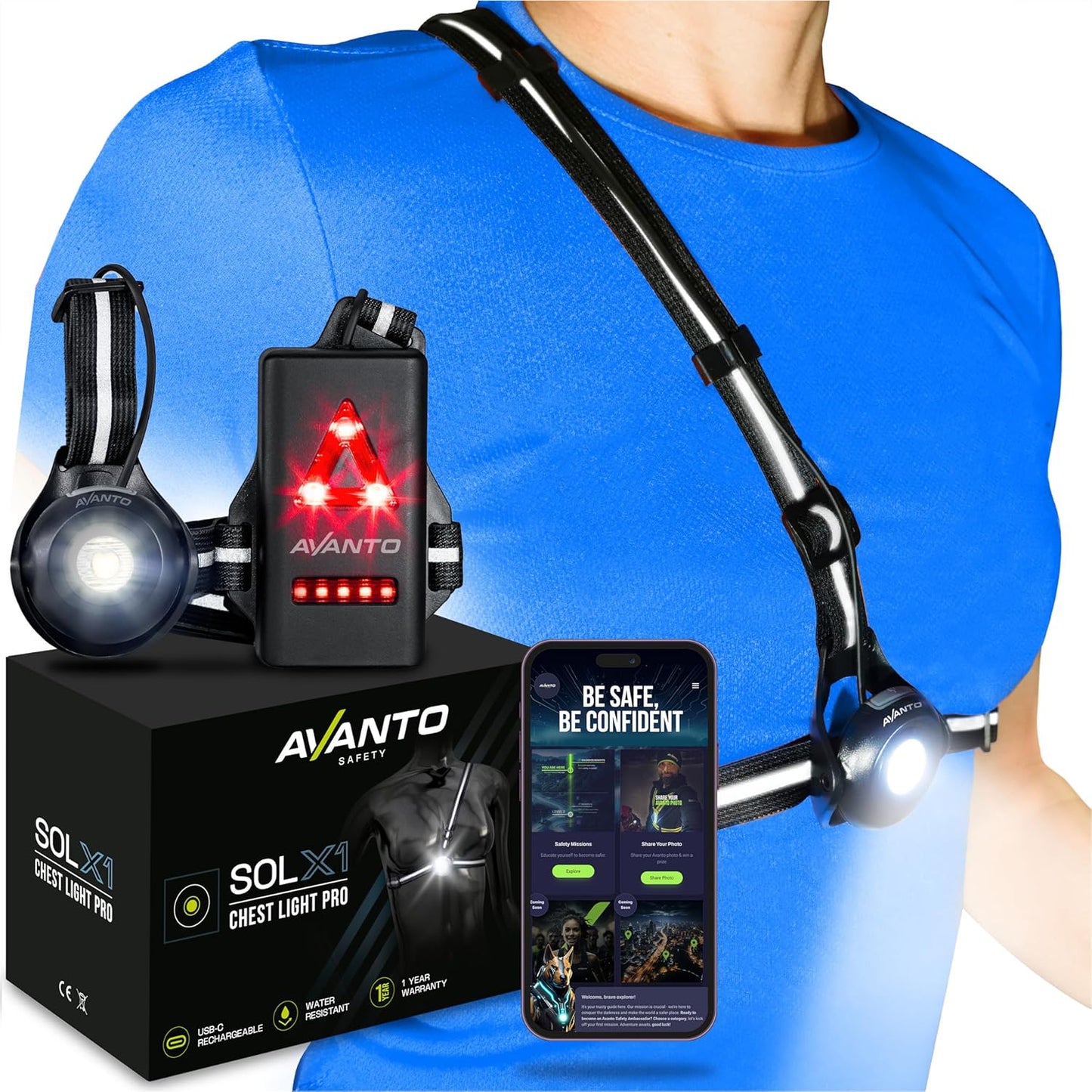 AVANTO SOLX1 Pro Chest Light for Safety and Visibility in Dark