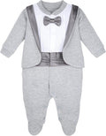 Lilax Baby Boy Gentleman Tuxedo Footie - Formal Infant Outfit