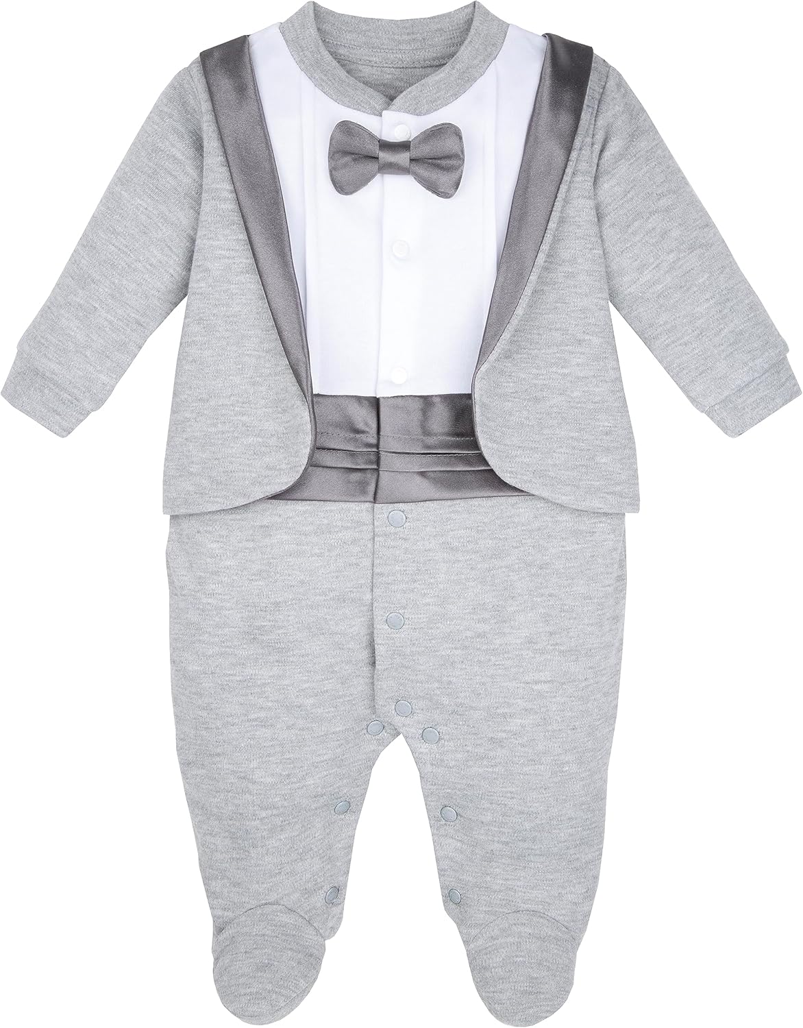Lilax Baby Boy Tuxedo Footie Outfit for Special Occasions