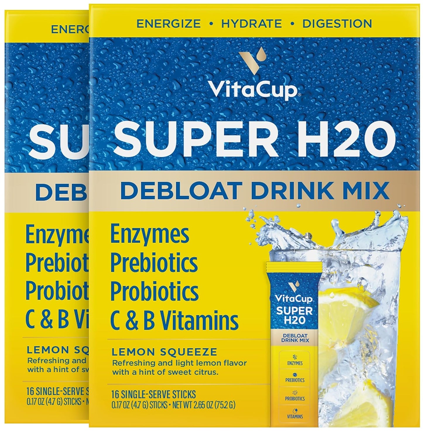 VitaCup Super H2O Drink Mix for Bloating Relief and Digestion