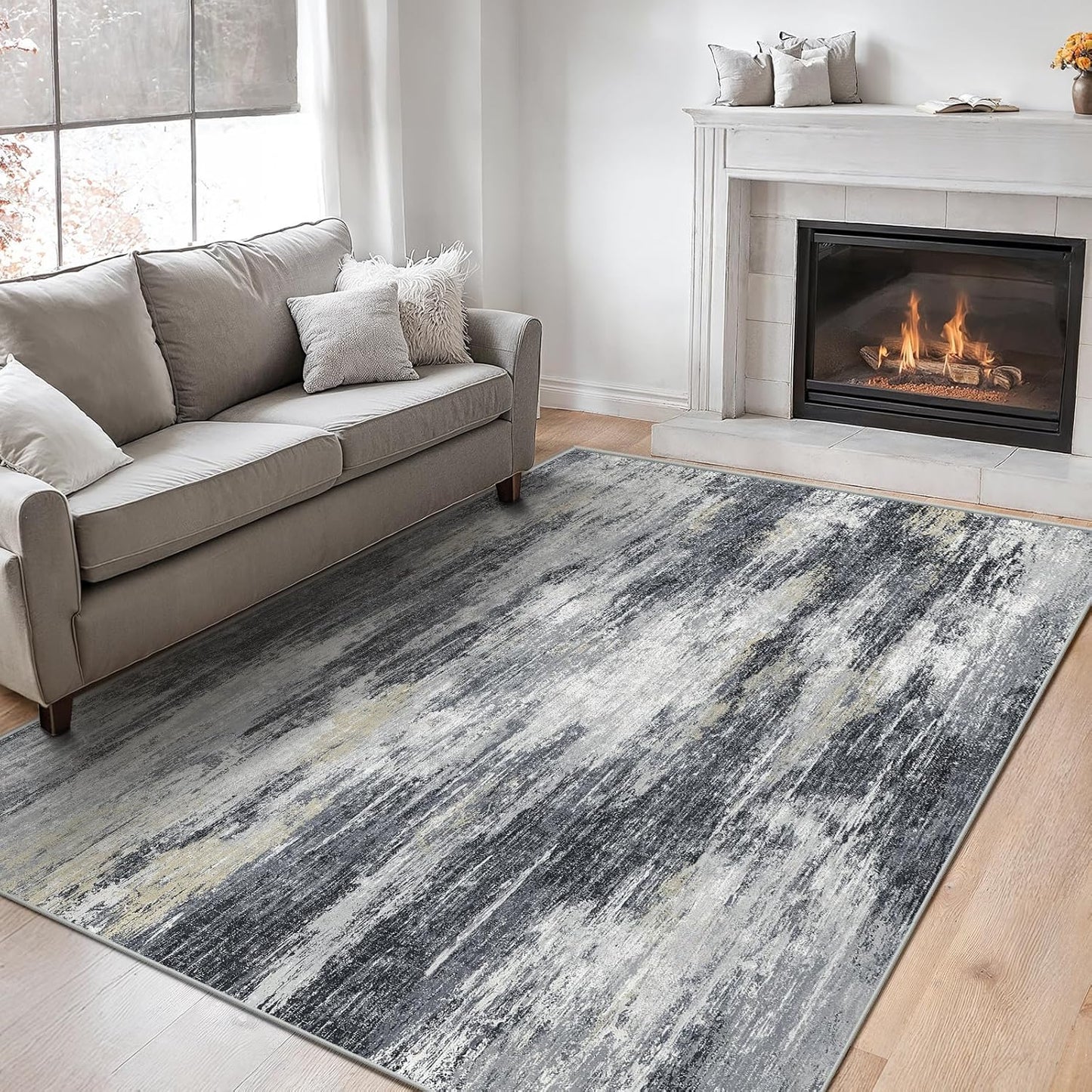 Modern Abstract 6x9 Washable Area Rug for Living Room & More
