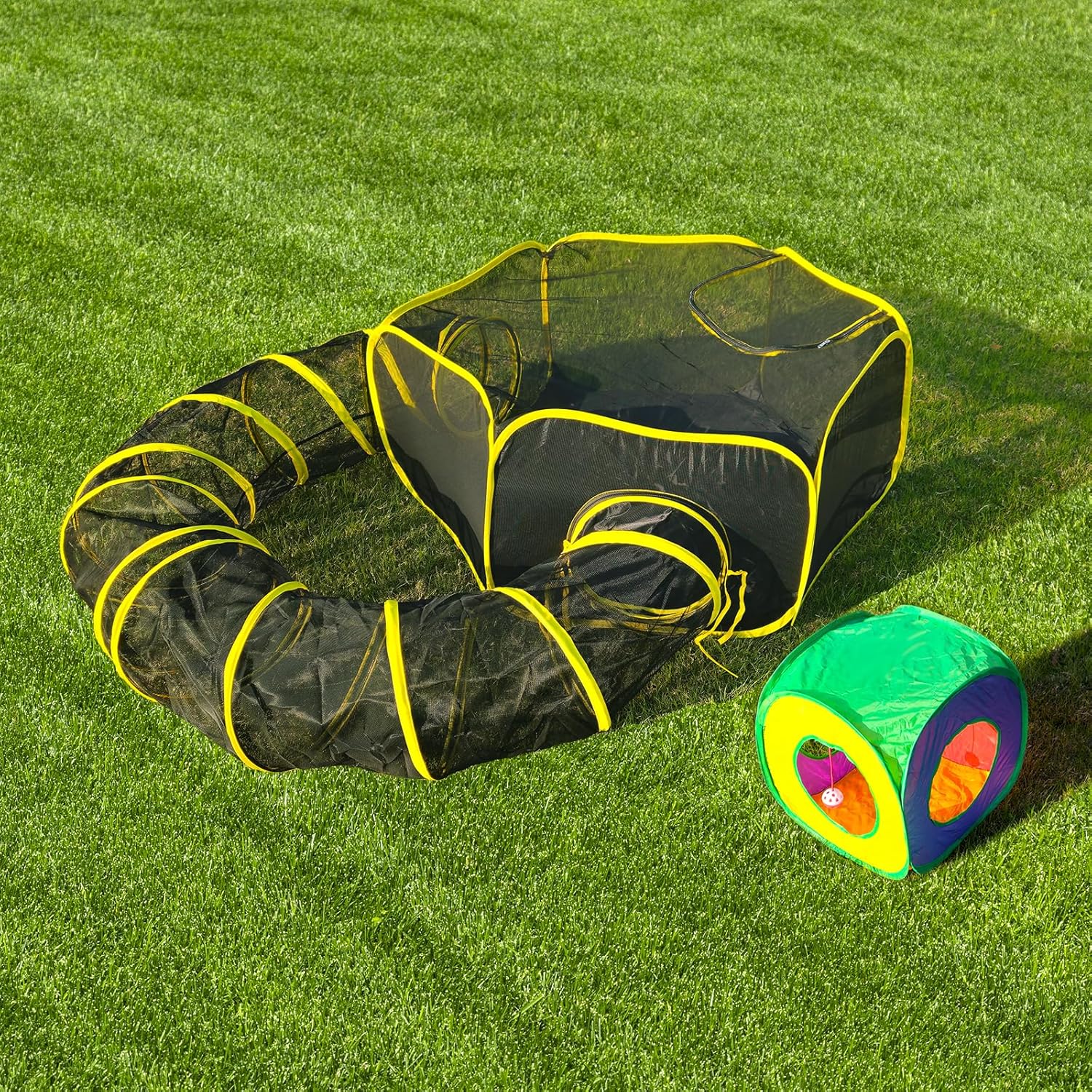 Portable Foldable Cat Enclosure with Hideout Cube