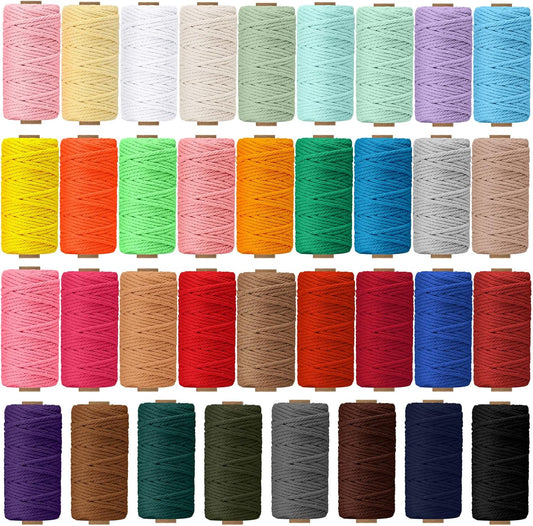 36 Rolls Macrame Cord 3 mm Natural Cotton for DIY Crafts