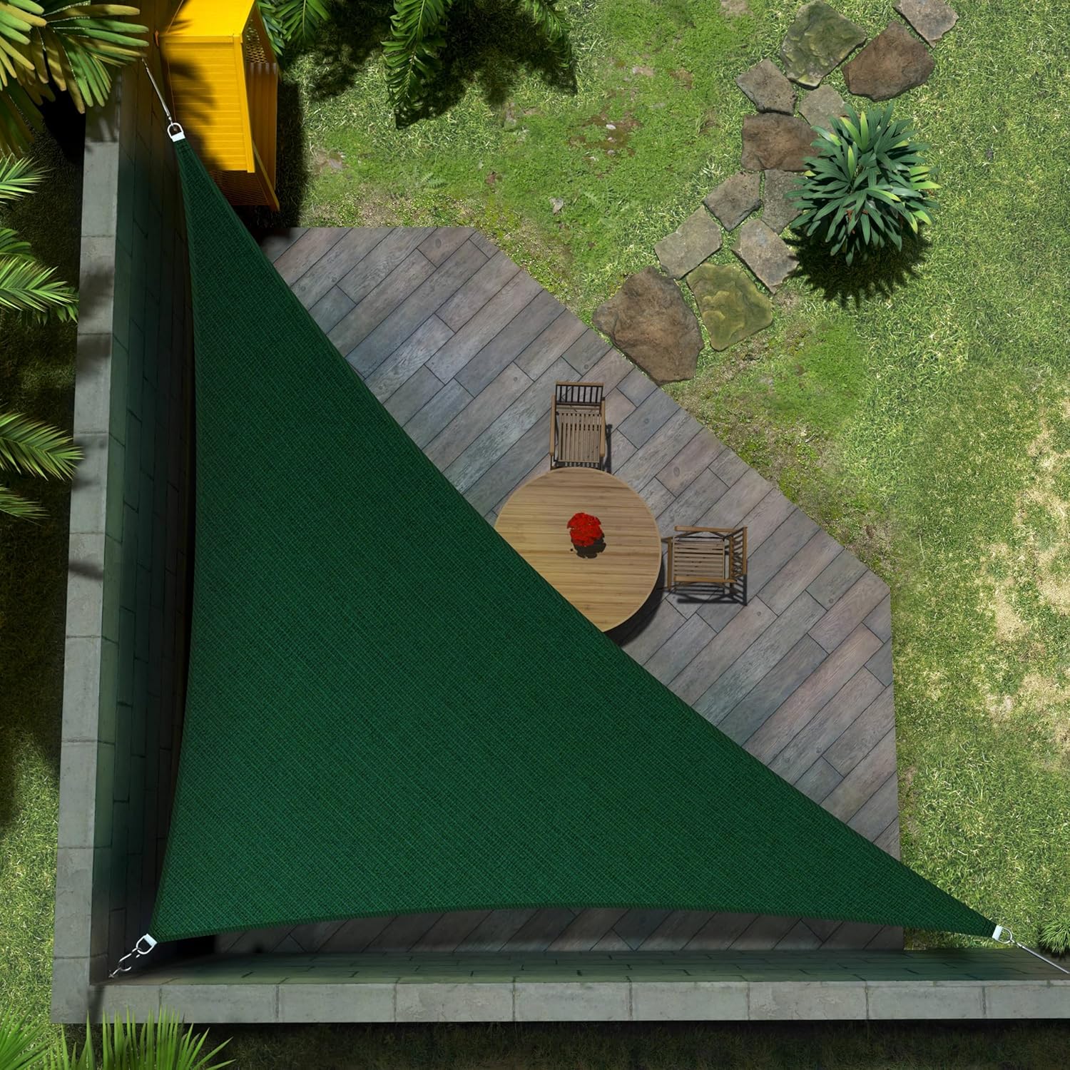 Custom Size 5ft x 7ft Green Right Triangle Sun Shade Sail