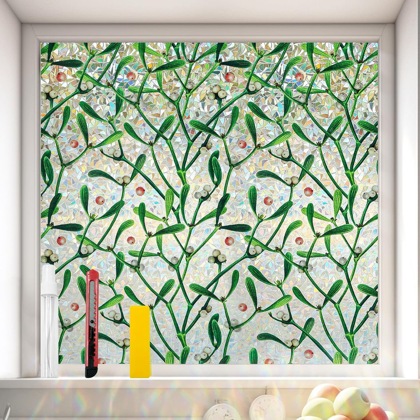 Window Privacy Film Stain Glass Rainbow Decorative Clings