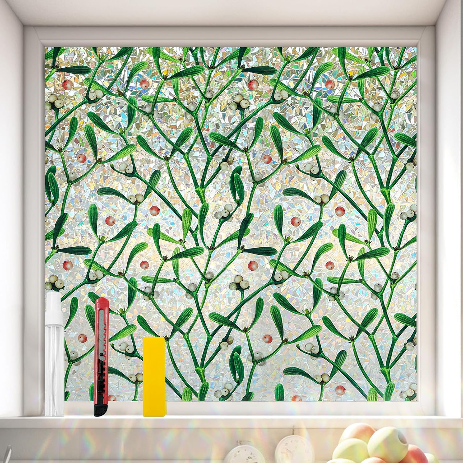 Window Privacy Film Stain Glass Rainbow Decorative Clings