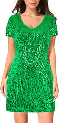 MANER Women's Sequin Glitter V Neck Mini Party Dress - Sparkling Night