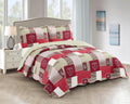 Brilliant Sunshine BurgundyHeart Love Quilt Set Full/Queen