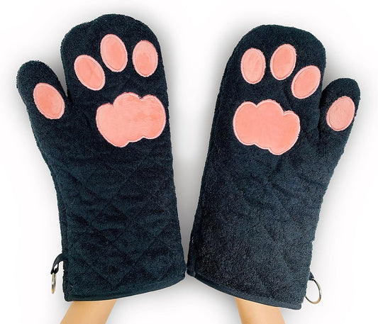 Cat Paw Design Oven Mitts - Heat-Resistant Duo