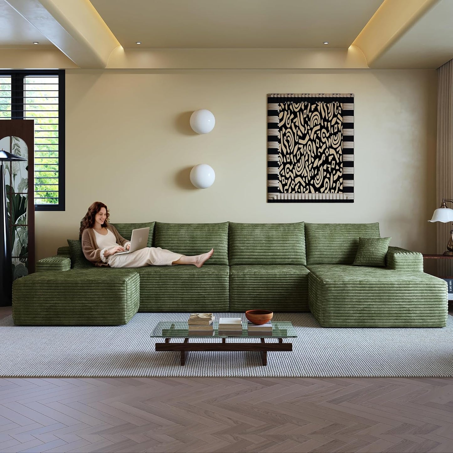 108in Modular Sectional Sofa with L-Shape Couch and Chaise