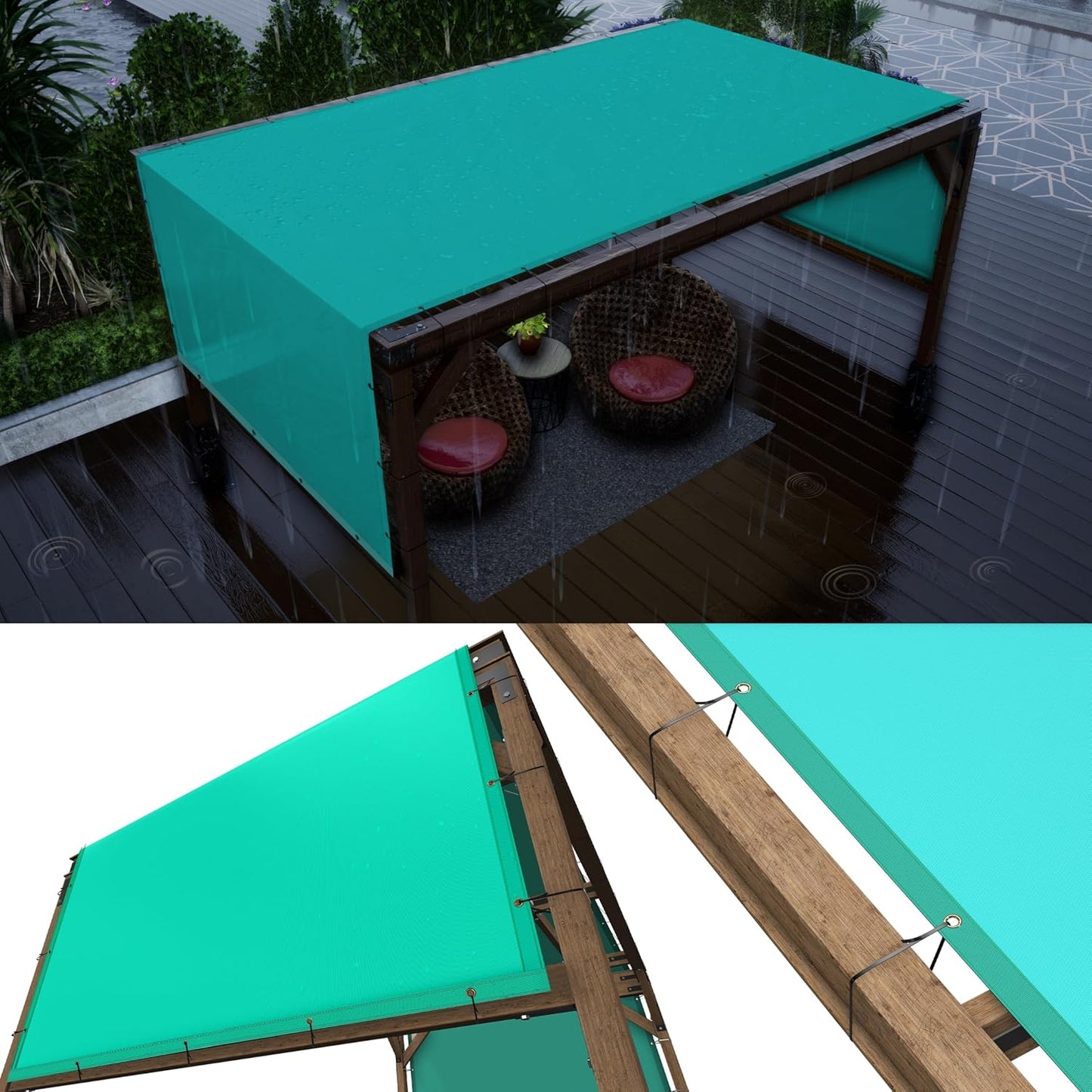 ColourTree 8ft x 26ft Waterproof Pergola Sun Shade Canopy Cover