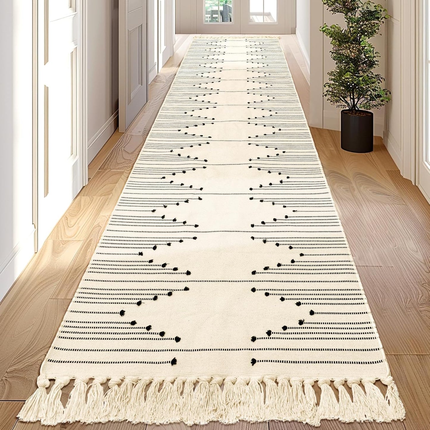 Tritard Boho Hallway Runner Rug 2x12 - Stylish Cotton Area Rug