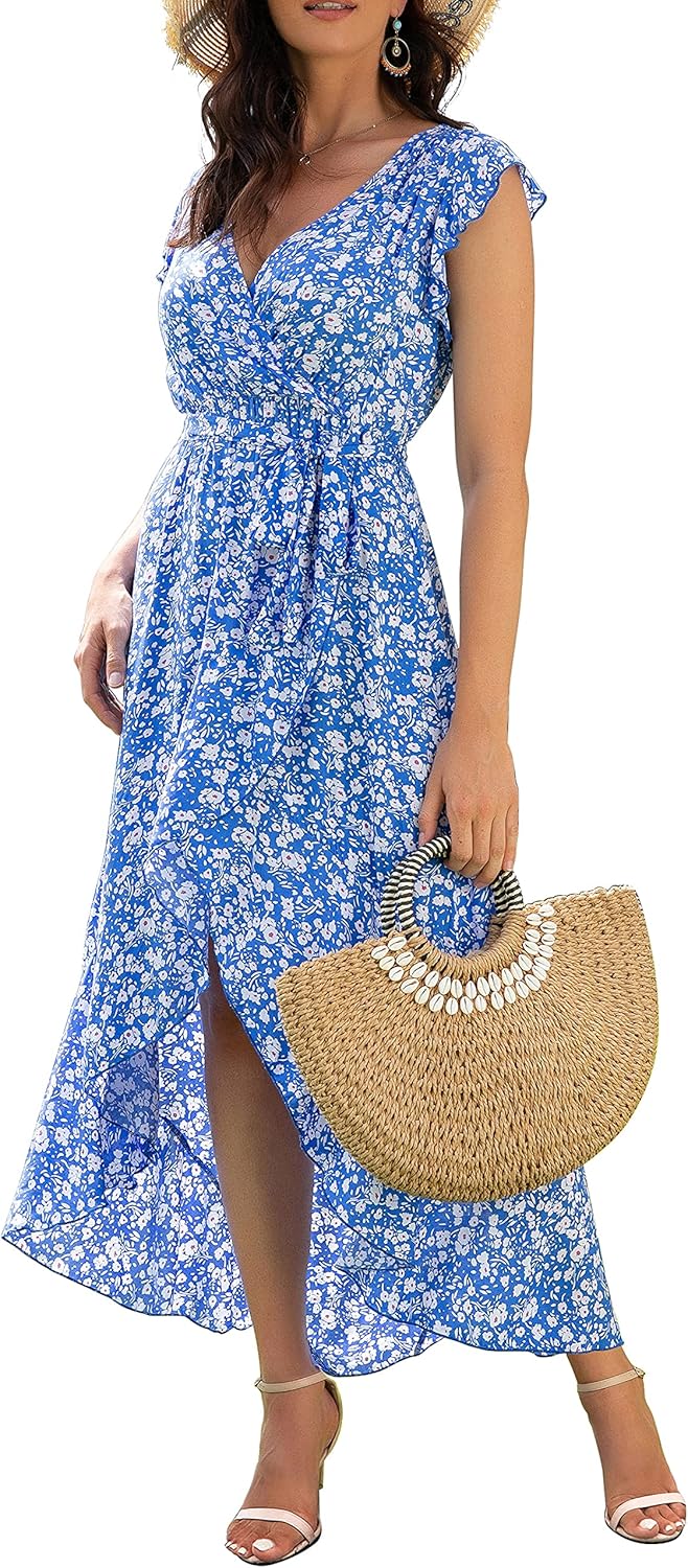 GRECERELLE Women's Boho Floral Print V-Neck Maxi Dress Review