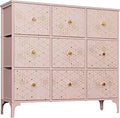 Nasonet Pink 9-Drawer Dresser for Bedroom - Stable, Spacious Storage