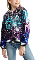 LOLANTA Girls Sequin Jacket for Kids - Sparkling Lightweight Bomber