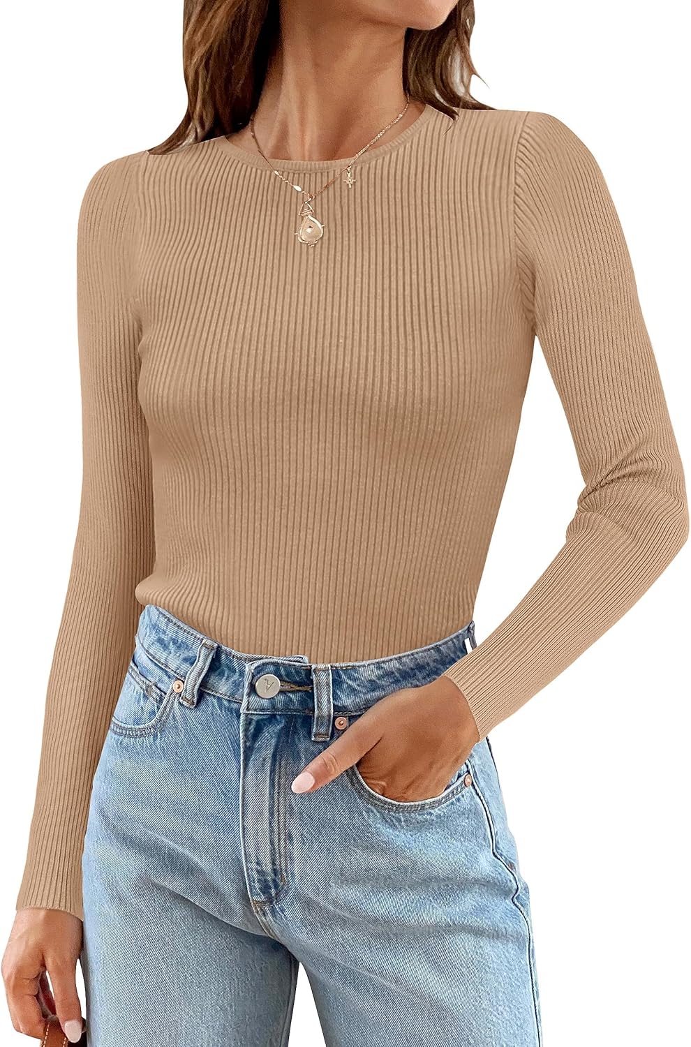ZESICA Women's Long Sleeve Crewneck Shirts for Fall Fashion