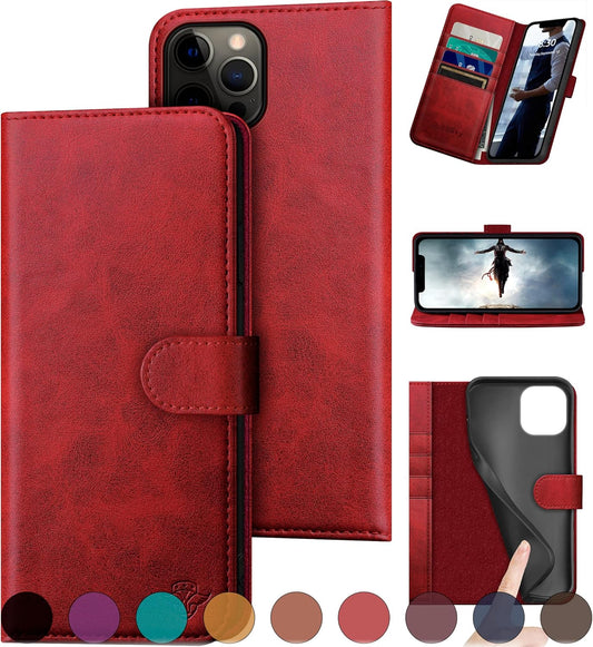 Genuine Leather Wallet Case for iPhone 12/12 Pro with RFID Blocking