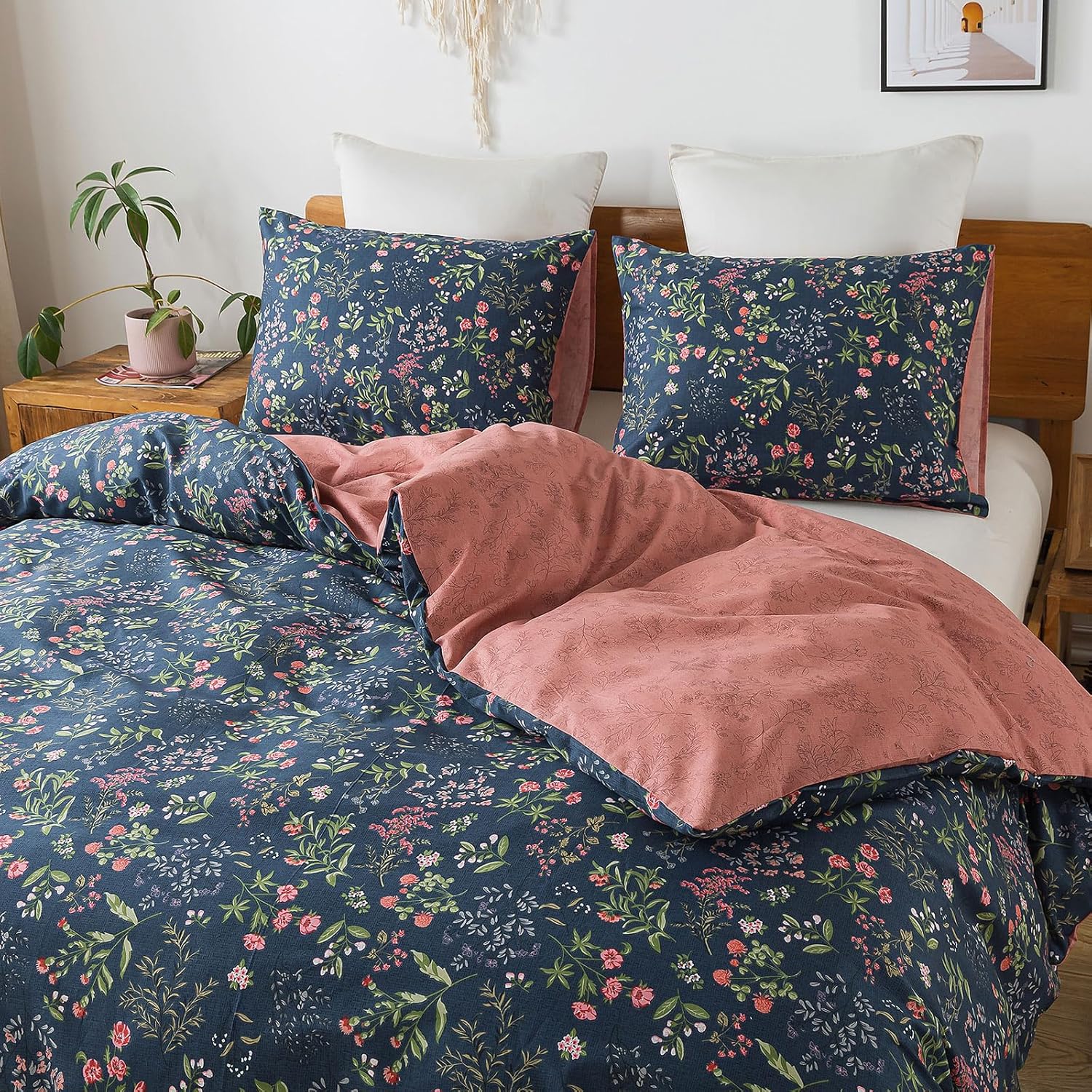HoneiLife Twin Duvet Cover Set - 100% Cotton Floral Design