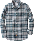Mens Flannel Shirt 100% Cotton Plaid Long Sleeve - Comfortable Fit