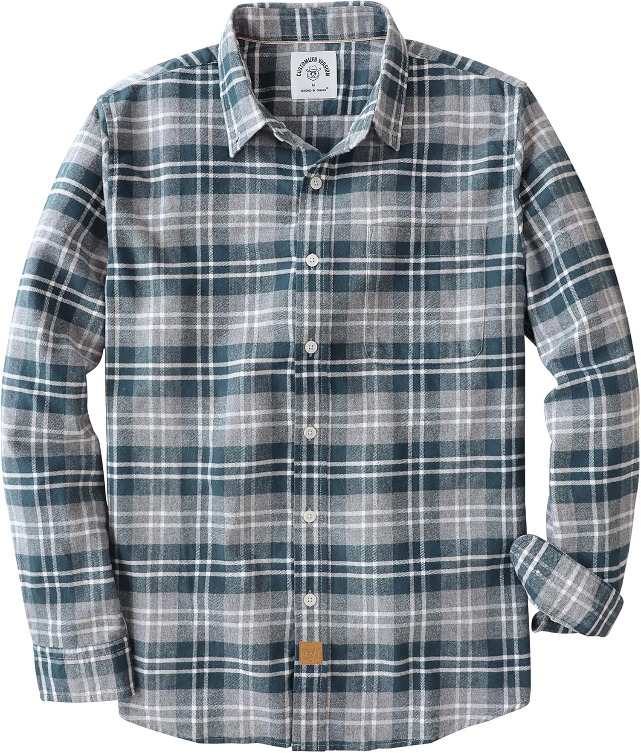 Dubinik Flannel Shirt for Men - 100% Cotton Long Sleeve Plaid
