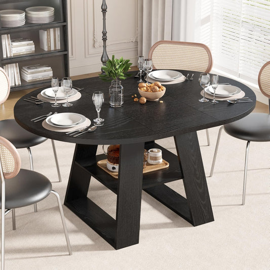 Extendable Round Dining Table for 2-8, Modern Kitchen Design