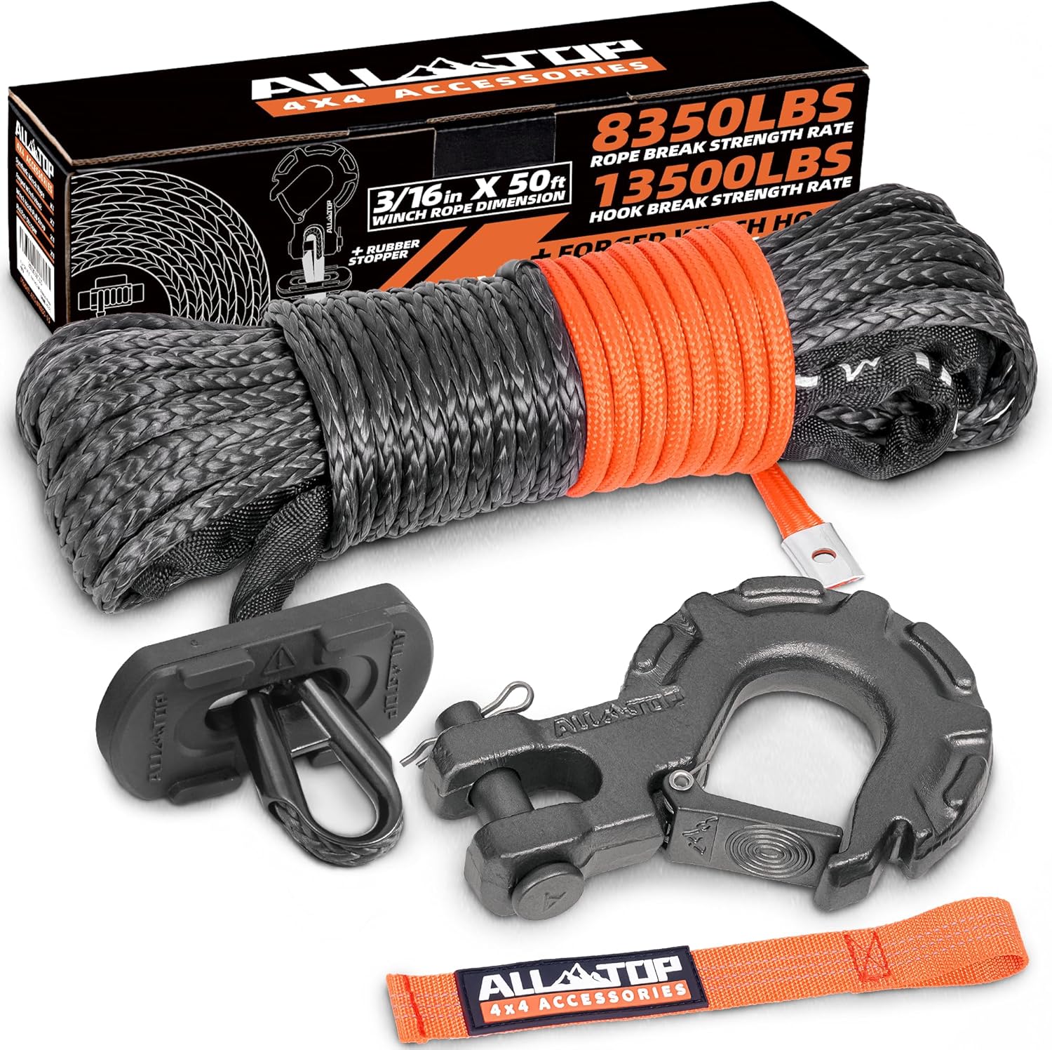 ALL-TOP Synthetic Winch Rope with Hook & Isolator for Safety