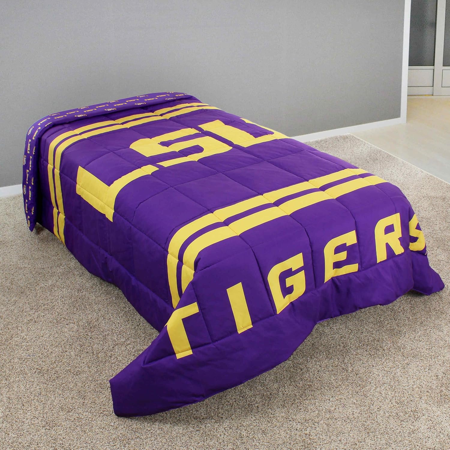 Everything Comfy LSU Tigers Reversible Big Logo Comforter