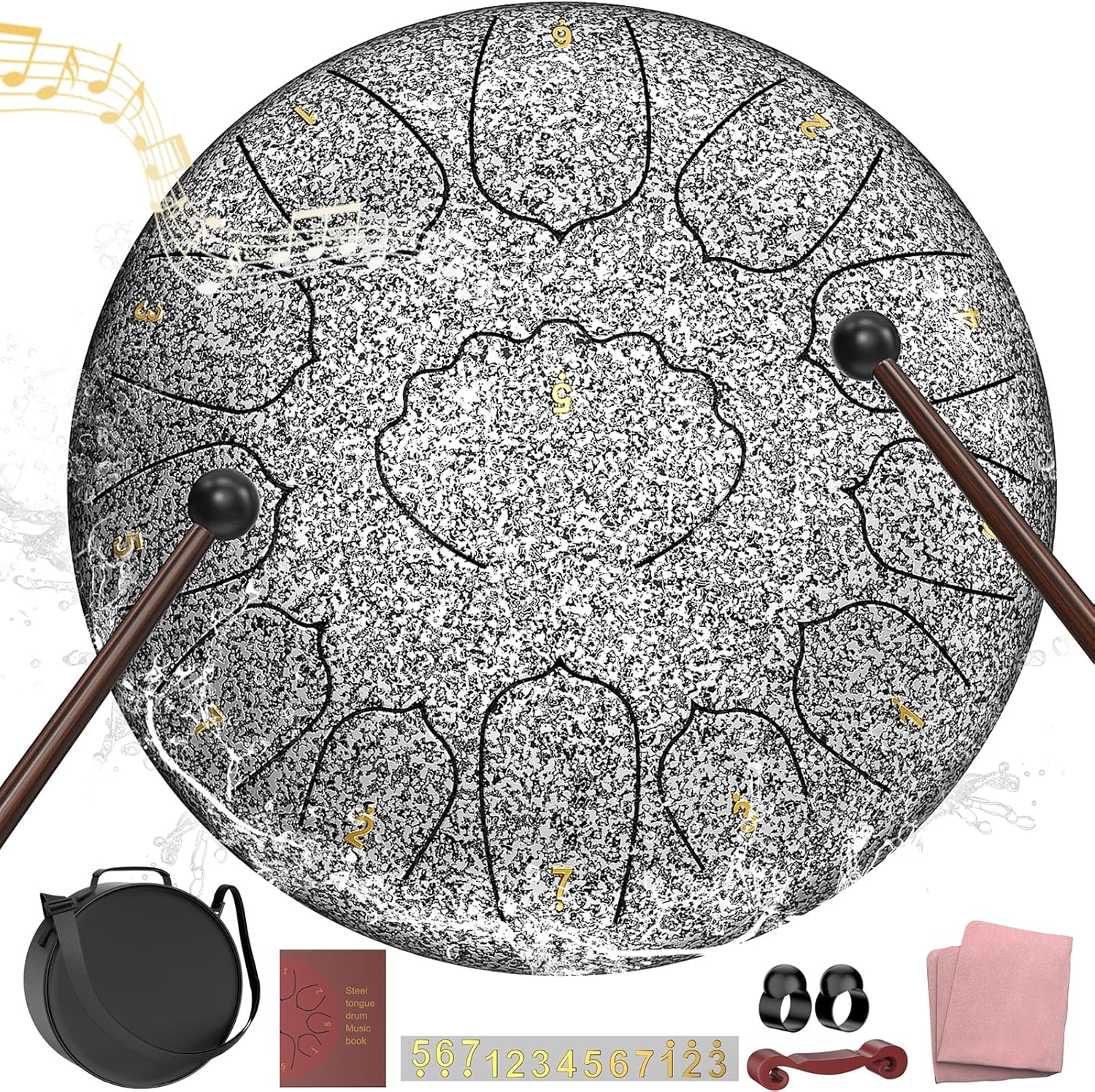 D Major Steel Tongue Drum Handpan - 12 Inch 13 Note Rain Drum