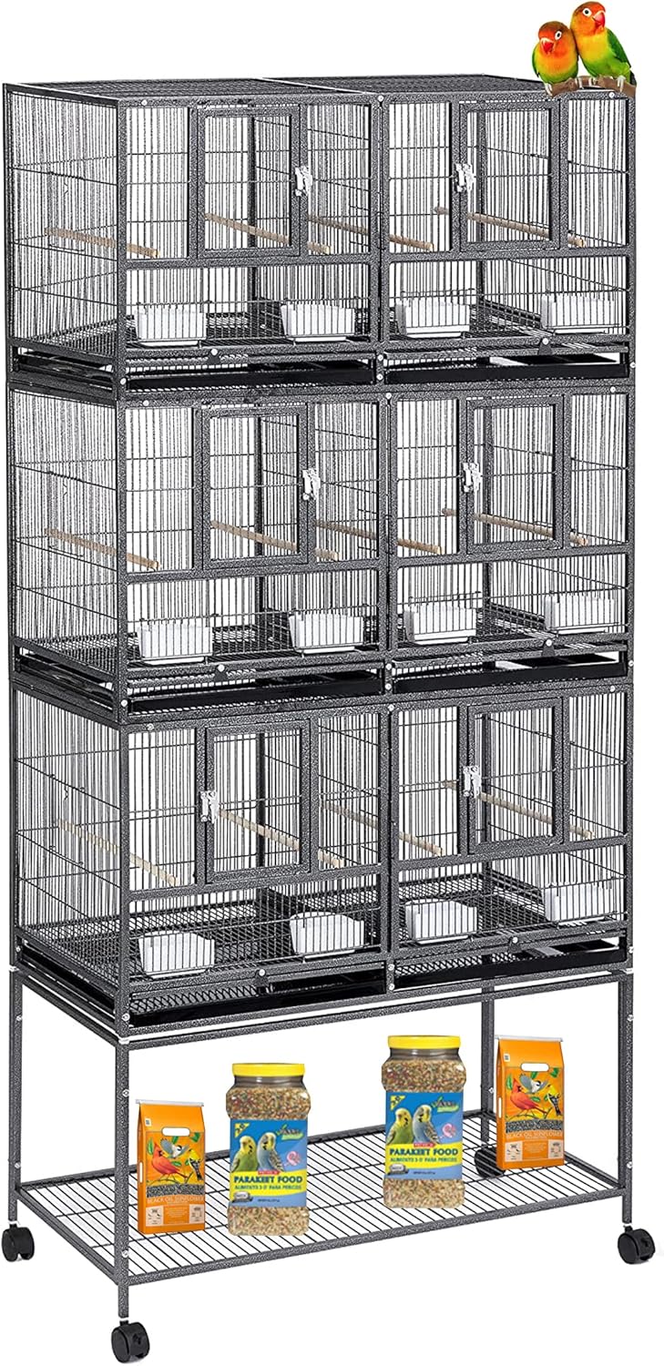 Triple Stackable Breeder Cage for Small Birds with Easy Clean