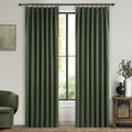 Dark Olive Green Blackout Curtains 92 in Pinch Pleated Panels - Full
