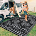 Waterproof Outdoor Rug 9 x 18 Large Geometric Woven Carpet